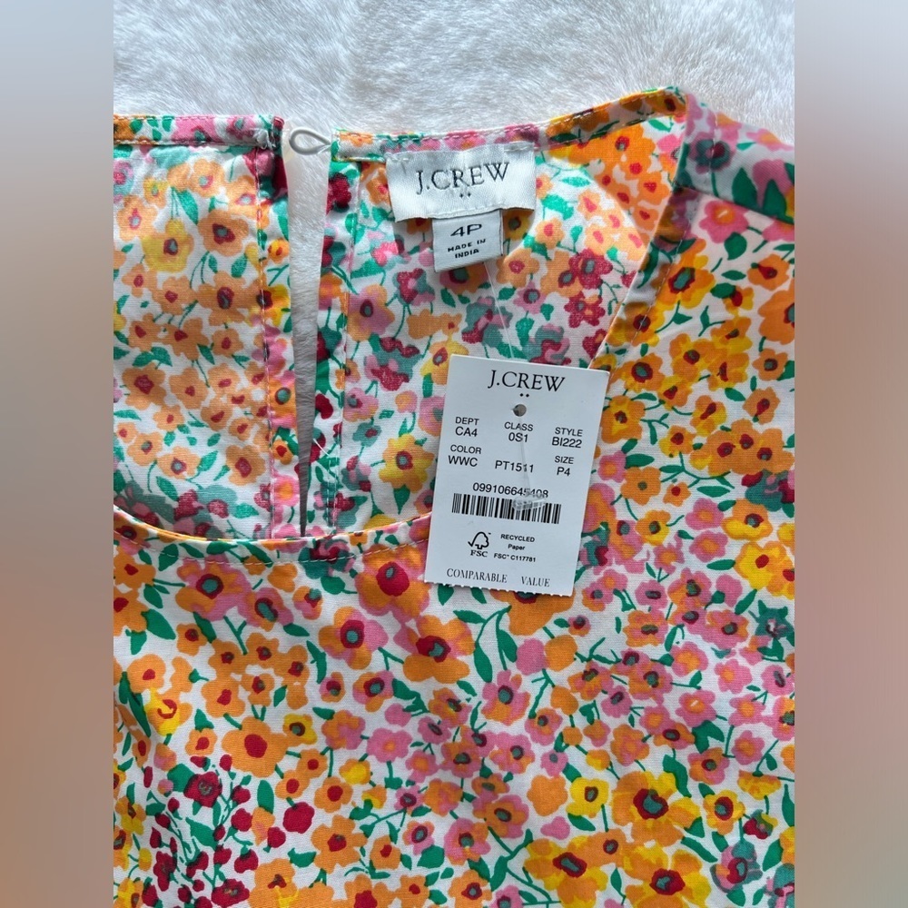 NWT: J. Crew Sleeveless Floral Tier Sundress Size 4P - Picture 6 of 10